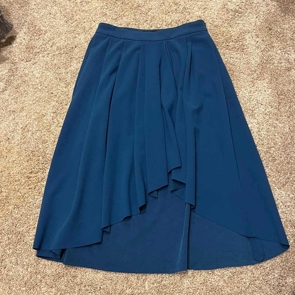 Zara Slate Blue Asymmetrical Full Skirt, Side Zipper, Size S